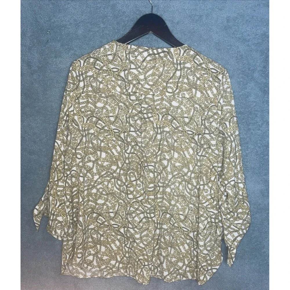 Michael Kors Womens‎ Top XL Gold Chain Work Career Professional Office Casual